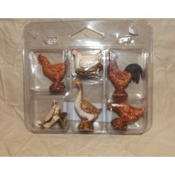 Serie 6 pz animali da cortile pvc-resina cm 12 landi