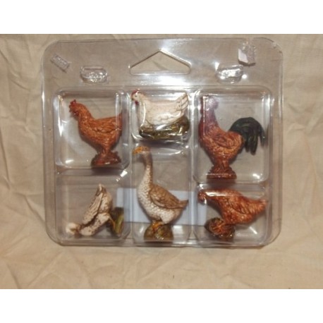 Serie 6 pz animali da cortile pvc-resina cm 12 landi