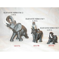 Elefante nero pietra lavica cm 12 art. A0137A