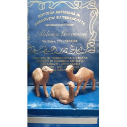 TRITTICO CAMMELLI TERRACOTTA per statue da cm6 a cm10