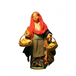 Donna con due ceste di pane in mano