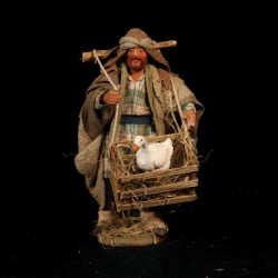 Uomo con oca nella gabbia