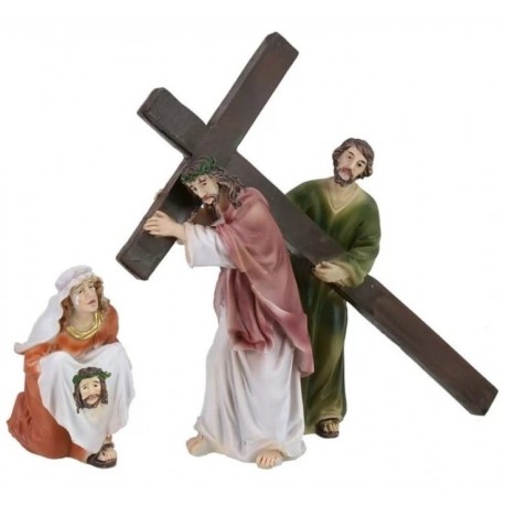 Gesù con croce in spalle e veronica piangente (cm9 )